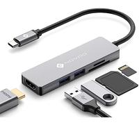 NOVOO 4K@60Hz HDMI Hub USB C 5-in-1 Adattatore USB C con SD/TF Lettore di Schede, 2 USB-A 3.0 Adattatore Macbook Air Compatibile con MacBook/iPad/iPhone/Dell/HP/Surface
