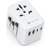 NOVOO Adattatore da viaggio in tutto il mondo con 2 USB, 2 USB C e 1 AC, spina da viaggio internazionale, adattatore da viaggio universale per Germania, Stati Uniti, Inghilterra, Italia, Australia