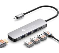 NOVOO Adattatore USB C Hub 4K@60Hz per MacBook Pro/Air M1 con HDMI 4K@60Hz, 100W PD,3 porte USB 3.0 in alluminio multiporta dock compatibile per MacBook M2 M3, Surface, laptop, altri dispositivi di