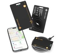 NOVOO Air Tracker Tag Card Ricaricabile, Ricarica Wireless Smart Card, Bluetooth Finder Compatibile con Apple Find My (Solo iOS), IP68 Anti-Smarrimento per Portafogli/Passaporto/Bagagli, 2PCS