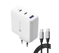 NOVOO Caricabatterie USB-C GaN III 120W Rapido, caricatore universale PPS 3 porte compatto con 1 cavi PD 100W Type-C, per MacBook Pro 14'', Dell XPS 13, iPad Pro, iPhone 15, Galaxy S23, Note20, Apple