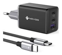 NOVOO Caricatore USB C da 67W a 3 porte GaN USB C con 1 cavi PD 100W tipo C da parete per MacBook Pro 14", Dell XPS 13, iPad Pro, iPhone 15, Galaxy S24/S23, Note20, Apple Watch