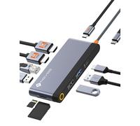 NOVOO Docking Station Dual HDMI 10 in 1, Docking Station USB C, adattatore multiporta a 2 HDMI 8K, Gigabit Ethernet, PD 100W, SD, TF, 3 porte USB per Microsoft,Macbook,HP,Dell,Lenovo