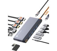 NOVOO Docking Station USB-C 14-in-1, Quad Display 8K, PD 100W, SD/TF