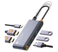 NOVOO Docking Station USB C Doppio Monitor, Adattatore da USB-C a Doppio HDMI con HDMI 4K 60Hz, 100W PD, 3 Porte USB, Adattatore Thunderbolt 3/4 Dock per Dell HP Lenovo Asus, MacBook Pro Air