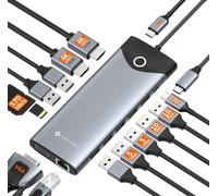 NOVOO Docking Station USB C Triple Display 15 in 1 Dual 4K@60Hz HDMI USB C Hub VGA Adattatore Gigabit Ethernet 100W PD,10Gbps USB A+C porte dati SD/TF Multiport Dock per MacBook HP Dell Lenovo Surface