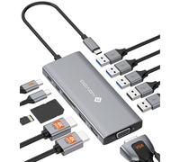 NOVOO Docking station USB C triplo schermo 12 in 1 HUB UDB C Dual HDMI 4K@60Hz 5 Porta USB-A, 100W PD, USB-C, SD/TF Multiport Dock per MacBook M2 M3, Dell HP
