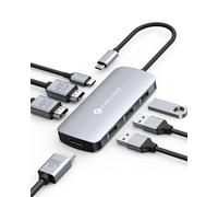NOVOO Hub UBS C 7 in 1, docking station a doppio monitor triplo display 7 porte docking station a 2 HDMI 4K, 3 porte USB, Displayport 8K, 100W PD per HP,Microsoft,Lenovo, Dell, Macbook