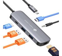 NOVOO Hub USB-C 6-in-1,Adattatore Multiporta con HDMI 4K@60Hz, 2×USB-A 3.2, USB-C 10Gbps, PD 100W, Jack 3.5mm - per MacBook Pro/PC USB-C, Docking Station Compatibile con MacBook Pro