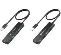 NOVOO USB C Hub 4 Ports USB 3.0, Data Transfer 5Gbit/s, Simple and Practical Port USB Adapter, 60cm Extended Cable, USB Splitter for MacBook, Laptop, Mobile Hard Drive (Confezione da 2)