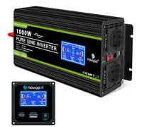 Novopal 1000W 2000W Inverter 24V 220V Onda Sinusoidale Pura | 5m Telecomando con codice di errore,Display LCD Intelligente,2 EU Presa,1 Uscita USB,per Camion,Camping,Trapano elettrico