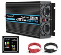 Novopal 1000W Onda Sinusoidale Pura Power Inverter DC 12V in AC 220V con 2 EU Presa,1 USB,5M di Telecomando,Adatto per Case, Camper, Camion,Picco 2000W