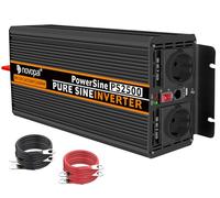 Novopal Power Inverter Onda Sinusoidale Pura 2500W 5000W Trasformatore di Potenza Convertitore,DC 12v in AC 220v 230v Invertitore di Tensione,2 EU Presa con Uscita USB,5M di Telecomando