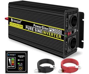 Novopal Power Inverter Onda Sinusoidale Pura 3000W 6000W Trasformatore di Potenza Convertitore,DC 24V in AC 220V 230V Invertitore di Tensione,2 EU Presa con Uscita USB,5M di Telecomando