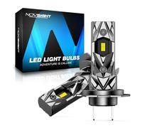 NOVSIGHT Lampadine H7 LED - 60W 20000LM H7 Lampadina per fari, Dimensioni Mini 1:1，6500K bianco 12V Luce con ventola, Plug and Play, IP68 impermeabile, Confezione da 2