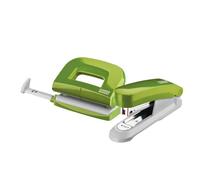 Novus 020-1874 Twin Set Stapler with Punch E 15/E 210 - Desk Set Green Grün