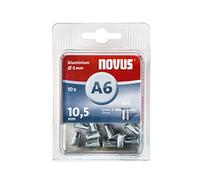 Novus Inserti Filettati A6 M 4 X 10,5 Mm, 10 Dadi per Rivetti Ciechi in Alluminio con Diametro di 6 Mm Ideali per Materiale Sintetico e Materiali Da Costruzione Leggeri, 045-0041