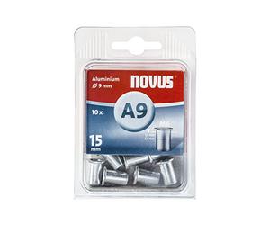 Novus inserti filettati A9 M 6 x 15 mm, 10 dadi per rivetti ciechi in alluminio con diametro di 9 mm ideali per materiale sintetico e materiali da costruzione leggeri, 045-0043