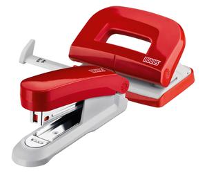 NOVUS Office Desk Accessory Set: (NOVUS Twinset E - 15 / E 210 L and Stapler Red