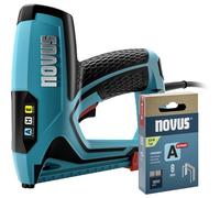 Puntatrice elettrica NOVUS TOOLS J-150 Set + 1800 graffette a filo fine - Pinzatrice professionale & pistola per unghie - per unghie 16 mm e clip in filo fine 6 - 14 mm - fissaggio di tessuti, tessuti