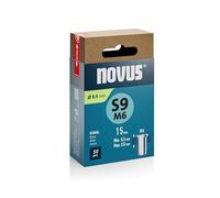 NOVUS TOOLS Dadi per rivetti ciechi in acciaio, diametro 8,9 mm, filettatura M6, lunghezza 15 mm, 50 dadi rivetti, lunghezza morsetto 0,5 - 3,0 mm, ideale per fissaggio in lamiere di acciaio e