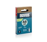 NOVUS TOOLS Dadi per rivetti ciechi in alluminio, diametro 5,9 mm, filettatura M4, lunghezza 11 mm, 20 dadi rivetti, lunghezza morsetto 0,5 - 2,0 mm, ideale per fissaggio in metallo, plastica e
