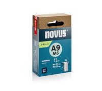 NOVUS TOOLS Dadi per rivetti ciechi in alluminio, diametro 8,9 mm, filettatura M6, lunghezza 15 mm, 50 dadi rivetti, lunghezza morsetto 0,5 - 3,0 mm, ideale per fissaggio in metallo, plastica e