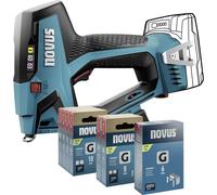 NOVUS TOOLS Set di pinzatrici a batteria J-551 con 9.800 graffette, per morsetti a filo piatto da 6 a 14 mm e chiodi da 16 mm, compatibile con batteria agli ioni di litio CAS da 18 V, senza batteria e