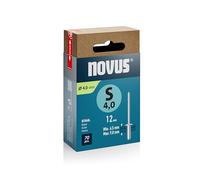 Novus Tools Rivetti ciechi in acciaio Ø 4,0 mm, lunghezza 12 mm, 70 rivetti, lunghezza morsetto 6,5 - 9,0 mm, ideale per il fissaggio e il collegamento rivetto di lamiere d'acciaio