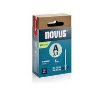 Novus Tools Rivetti ciechi in alluminio Ø 3,2 mm, 6 mm di lunghezza, 70 rivetti, 1,5 - 3,5 mm di lunghezza, ideali per il fissaggio di metalli non ferrosi, plastica, pelle e tessuti