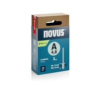 Novus Tools Rivetti ciechi in alluminio Ø 4,8 mm, lunghezza 8 mm, 70 rivetti, lunghezza morsetto 2,5-4,0 mm, ideale per il fissaggio di metalli non ferrosi, plastica, pelle e tessuti