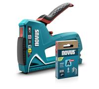 NOVUS TOOLS Set di 1800 graffette professionali 3 in 1 per legno con alloggiamento in metallo e regolazione della forza d'impatto, per filo fine e filo piatto da 6 a 14 mm e chiodi da 16 mm