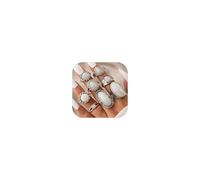NOVYRA 8 PCS Western Turchese Anello Set Per Le Donne Boho Impilabili Anelli Vintage Geometrico Circolare Ovale Pietra preziosa Joint Finger Ring Country Concert Outfits Gioielli Accessori Per Le