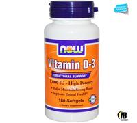 NOW FOODS VIT D3- 1000 180 Perle Integratore Vitamina D3 Ossa, Denti e Capelli