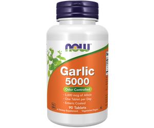 NOW Garlic 5000 mcg Allicin Olio di aglio inodore 90 compresse enteriche
