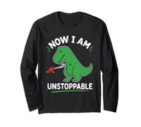 Now I Am Unstoppable Dinosaur T Rex Divertente Maglia a Manica