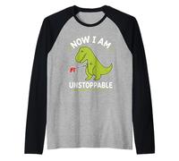 Now I Am Unstoppable Dinosaur T Rex Divertente Maglia con Maniche Raglan