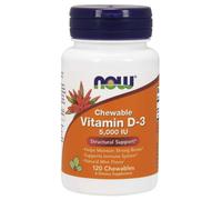 Now Foods Vitamin D-3 5,000 IU (120 Compresse da masticare, Aroma Naturale alla Menta )