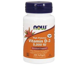NOW Vitamina D3, 5000 UI, 240 capsule softgel