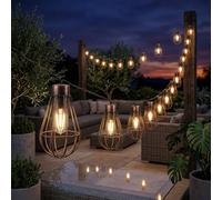 Nowa Solarlichterkette Lanterne LED Per Esterni 30x Ruggine 200cm IP44