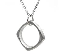 NOWAR FACTORY Collana Lunga Anello Quadrato in Acciaio con Ciondolo, Simbolo di Speranza e Forza, Lunghezza 50 cm - Festa del papà