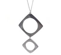 NOWAR FACTORY Collana per Donna Doppio Quadrato in Alluminio Riciclato, Design Unico e Solidale. Lunghezza 50 cm - Idea per Bomboniera