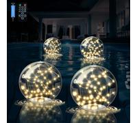 Nowlaby 4 luci solari galleggianti per piscina luce LED bianco caldo 3000K luce solare piscina IP68 impermeabile palle illuminate con telecomando piscina spiaggia cortile matrimonio festa