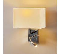 Nowodvorski Lighting Applique Hotel LED, bianco, tessuto, a 2 luci, lampada a LED da lettura Nowodvorski Lighting