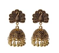 NOWON Boho Vintage Peacock Jhumka Indian Ethnic Bollywood Gypsy Tribal Orecchini Pendenti
