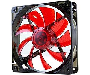 NOX XTREME PRODUCTS COOLFAN -NXCFAN120LR - Ventola per PC da 120 mm, 9 lame traslucide, cuscinetti a lunga durata, 4 LED, silenzioso, connettore a 3 e 4 pin, rosso-nero