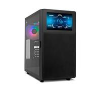 NOX XTREME PRODUCTS HUMMER BIOS - Semitower ATX | M-ATX | ITX, Display LCD da 8” personalizzabile, Pannello frontale rete metallica, laterale vetro temperato, Spazio per 11 ventole, USB-C e 3.0, Nero