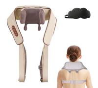 Noxa Neck and Shoulder Massager, Portable Rechargeable Shiatsu Massage Device for Back, Neck & Shoulders, 8D Deep Tissue Kneading, Adjustable Speed & Heat, Cordless Design (Coffee)