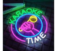 NOXET Karaoke Time Neon Segno Musica Neon Segni Lettere Neon Segno Rosa Neon Bar Segni Neon per Musica Studio Camera da letto Party Club Cantando Karaoke Tempo Neon Segni