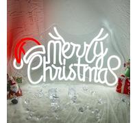 NOXET Merry Christmas Neon Segno Bianco Neon Segno Cervo Antlers Christmas Segno Neon di Natale Neon Segno di Natale per il partito di Natale Bar Casa da letto Sala giochi Cappello di Natale